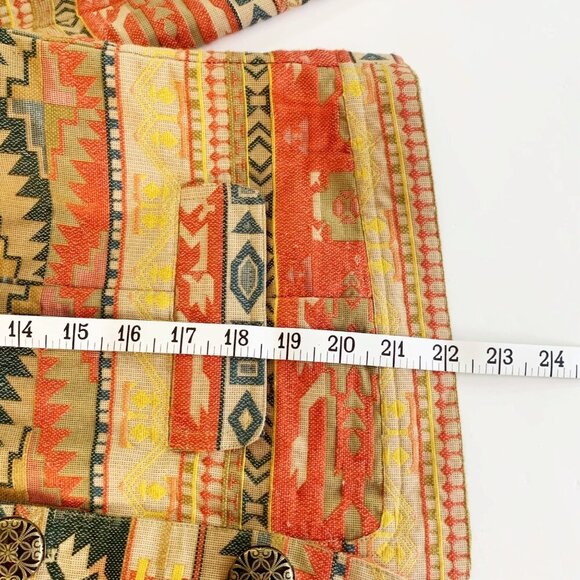 Chicos Womens Size 1 Aztec Print Jacket Silk Blend Long Sleeve Jacket Round Neck - Picture 8 of 10